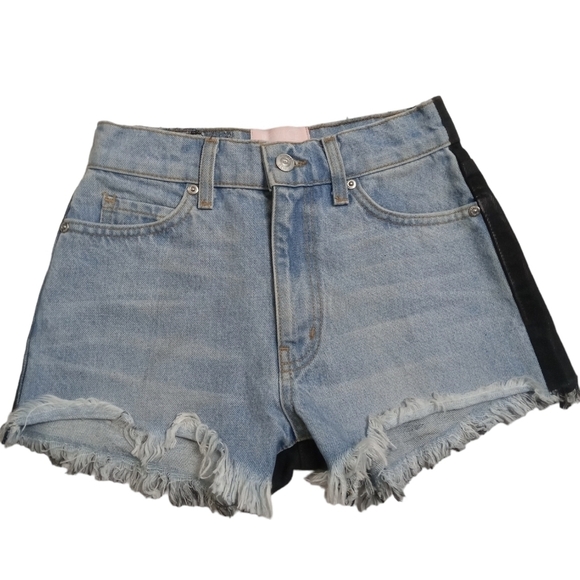 Revice Denim High Rise Distressed Cutoff Jean Shorts with Black Side Size 25 - Picture 1 of 7